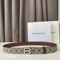 Dual Width 3.0&4.0CM Monogram Canvas Cowhide Belt Double BB Pin Buckle Designer Inspired Men Reversible Waist Belt