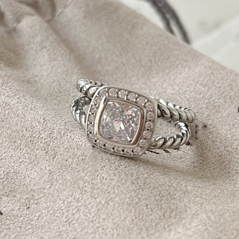 DY DR21 Simple Zircon Ring Popular Knot Line Ring Jewelry