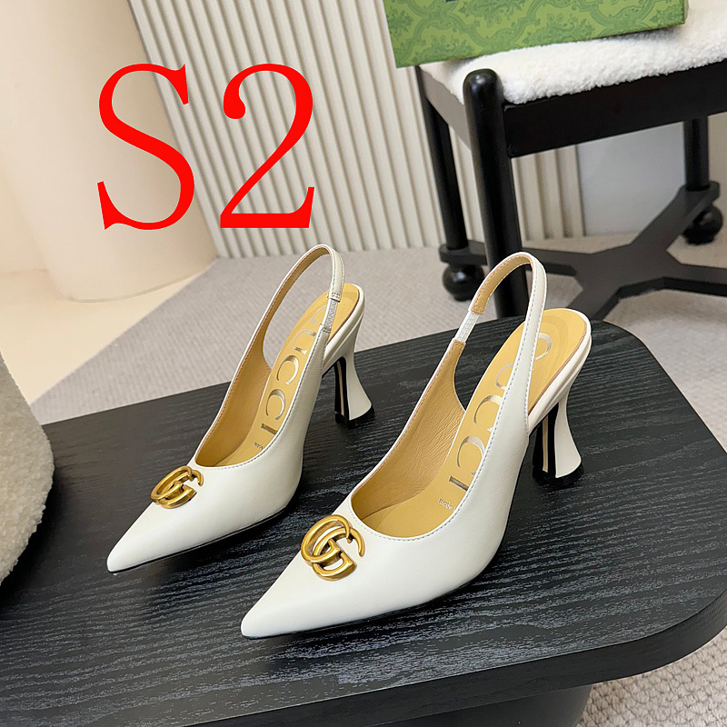 SHGS9 Leather 8.5CM Heel Women 35-42 shoes With box