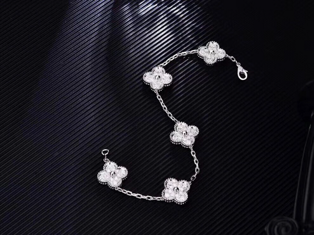 VAB56  Women's mini full diamond five flower bracelet jewelry