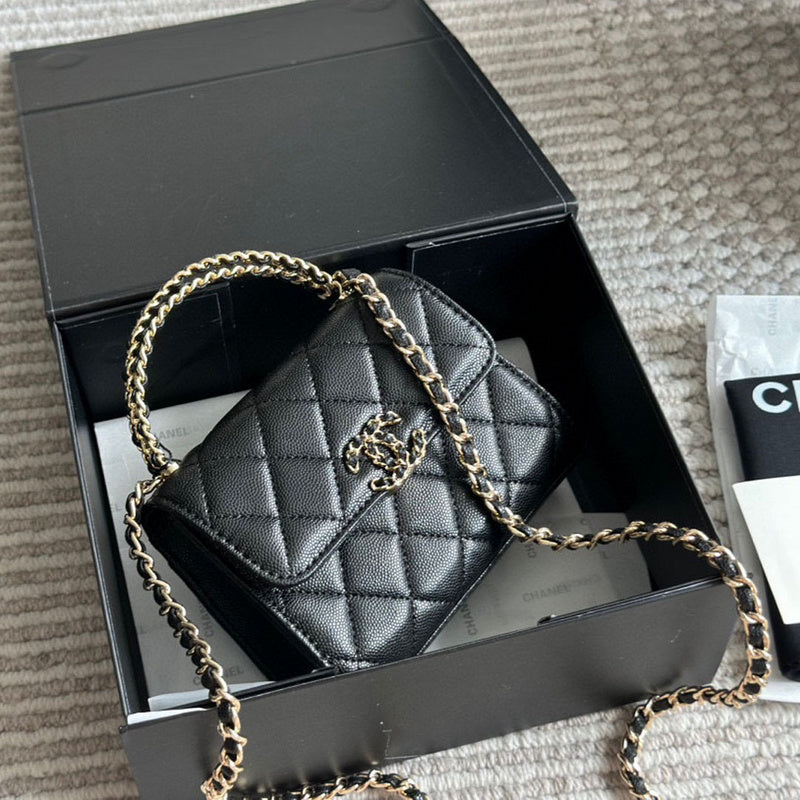 XXCP5 Chanel Bag 15-12CM Quilted Leather Crossbody Bags With Box