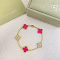 VAB48  New Five Flower Diamond Rose Red Bracelet Jewelry