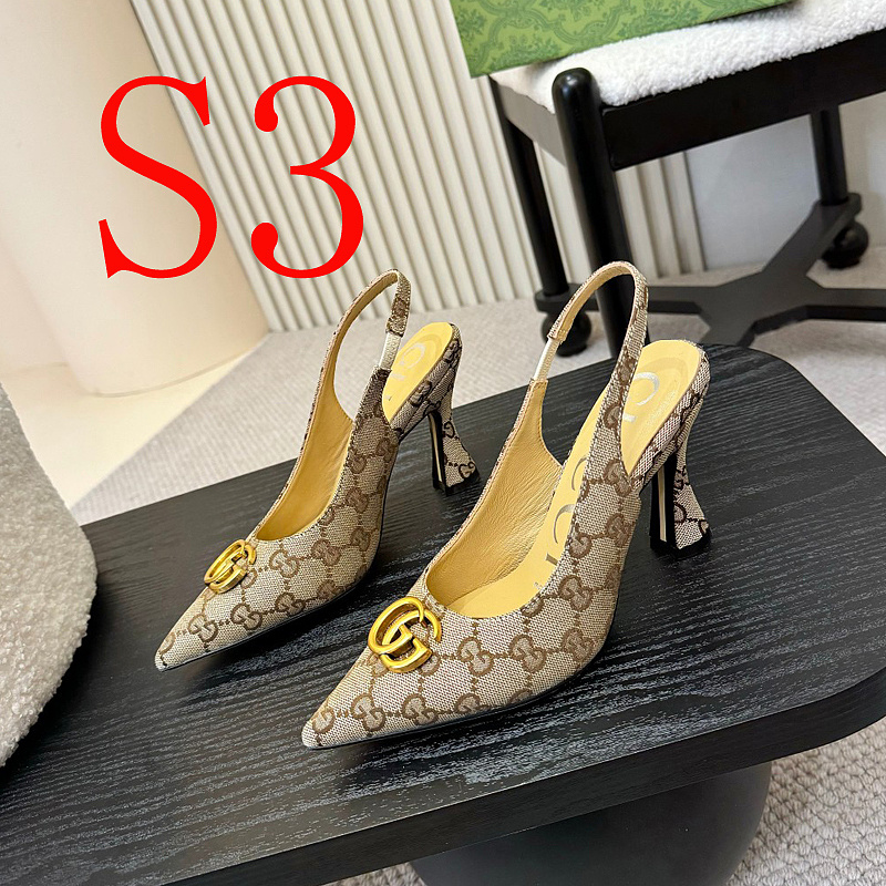 SHGS9 Leather 8.5CM Heel Women 35-42 shoes With box