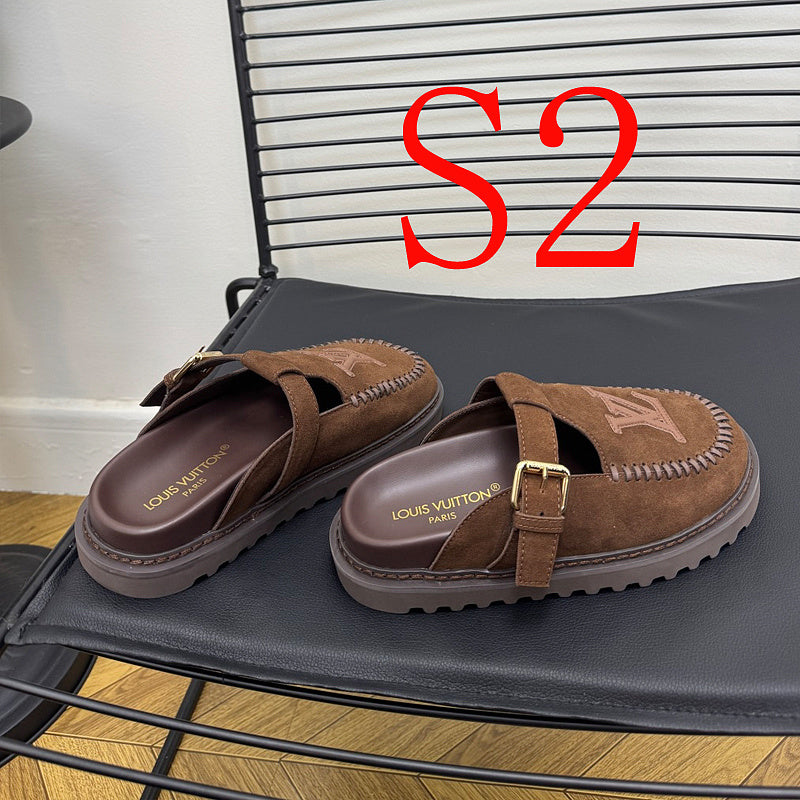 GLS14 Women slipper Leather Sole Shoes 35-41 with box
